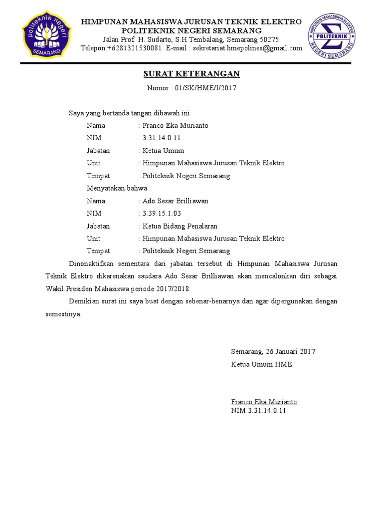 Surat Nonaktif