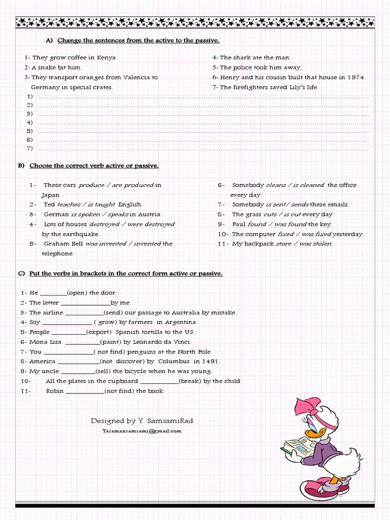 Active to Passive Voice Exercises | PDF | Language Arts & Discipline ...