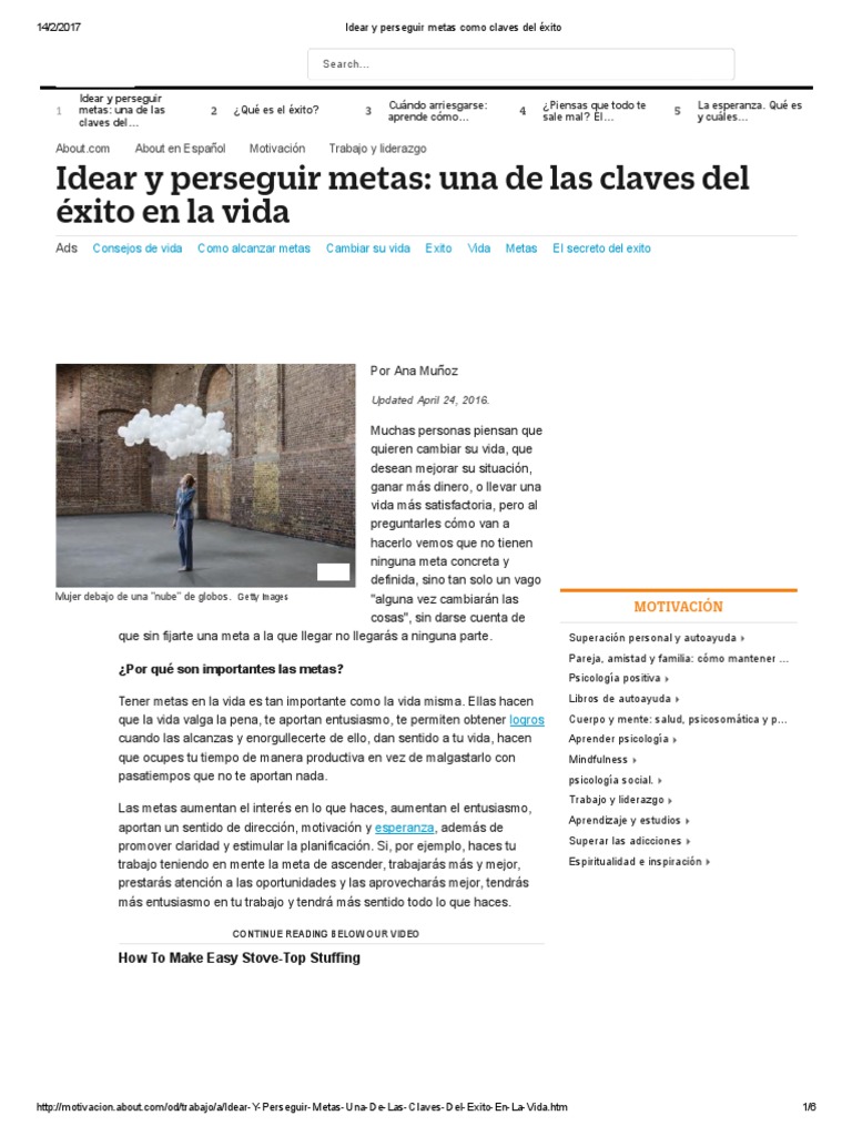 Idear y Perseguir Metas Como Claves Del Éxito | PDF | Felicidad | Las ...