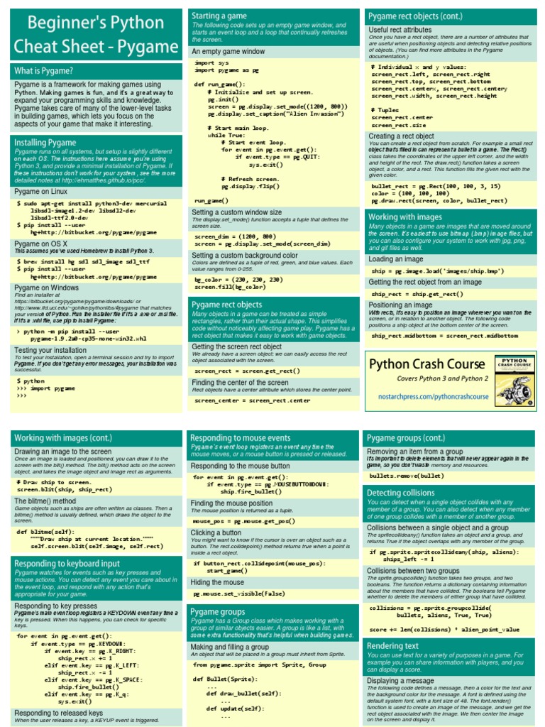 beginners_python_cheat_sheet_pcc_pygame.pdf | Computer Architecture ...