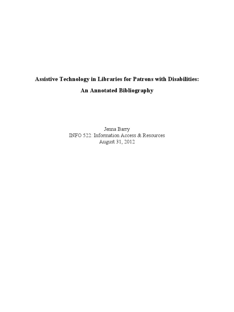 Annotated Bibliography: Deafness/Disability