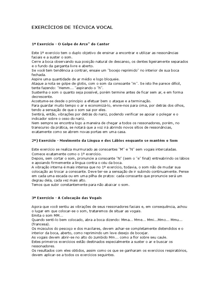 Exercícios Práticos de Técnica Vocal | PDF | Canto | Voz humana