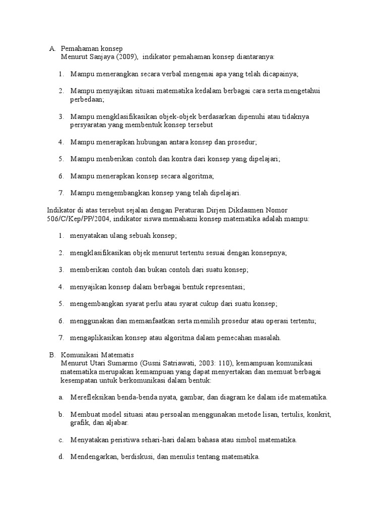 Indikator Kemampuan Matematika