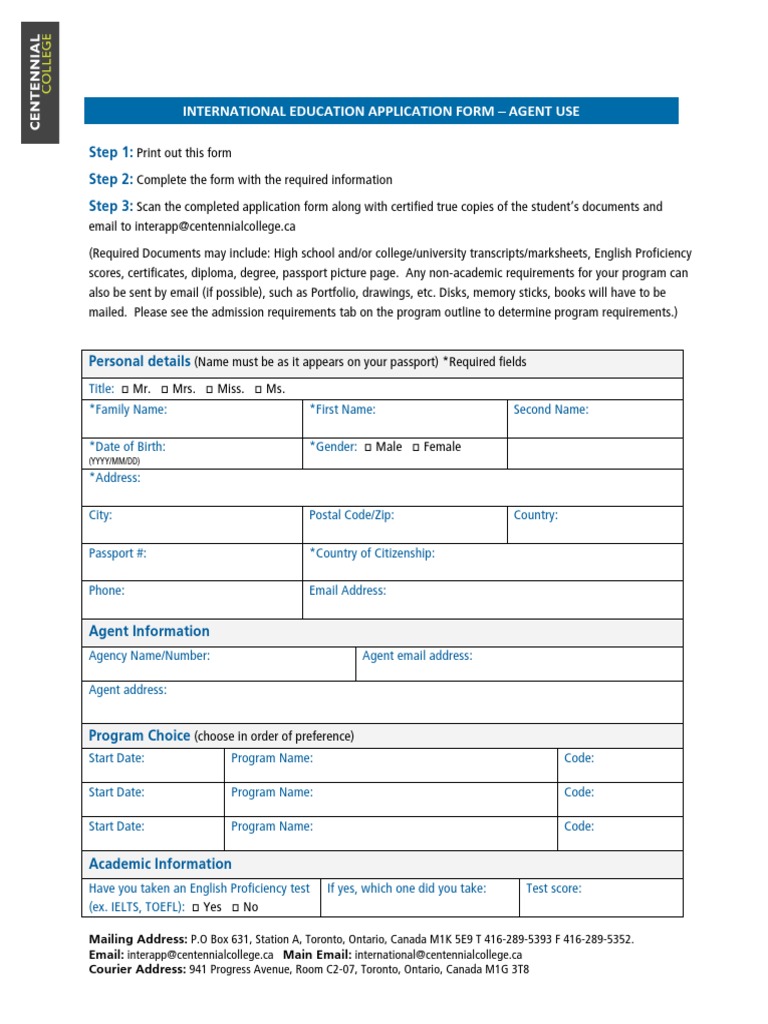International Education Application Form Agent | PDF | Address ...