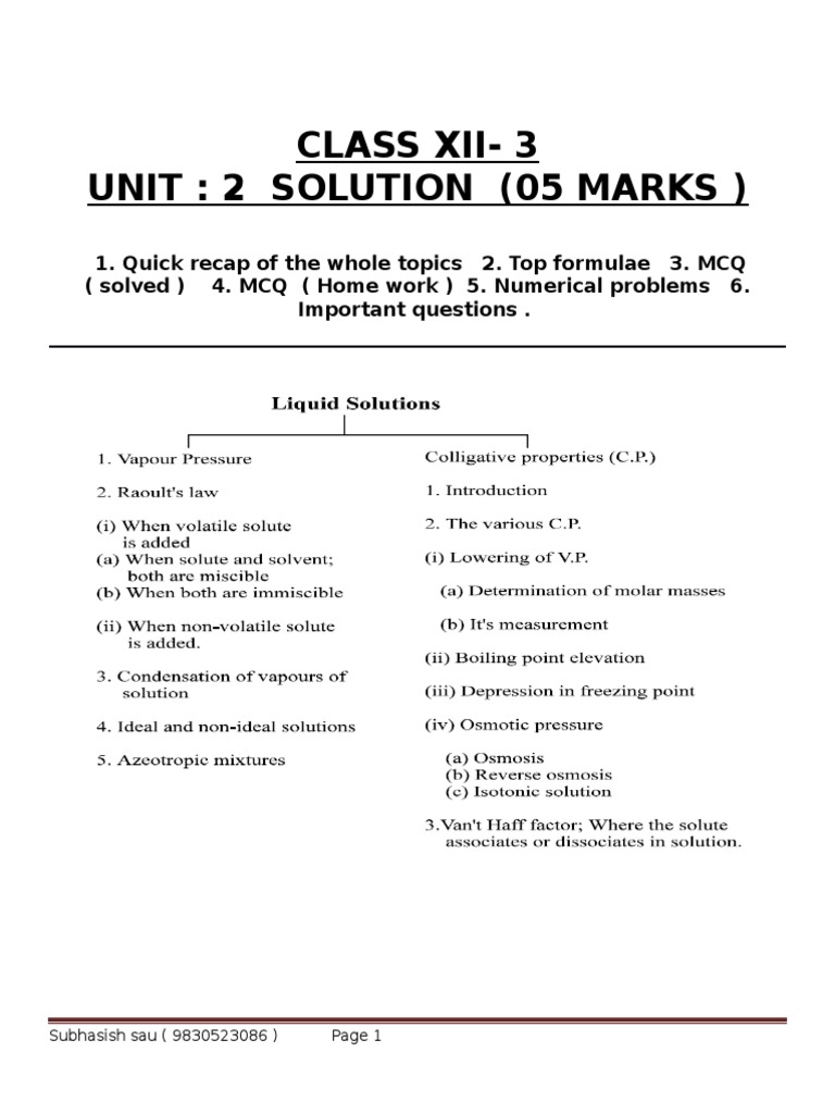 Class Xii Solution 3 Pdf Solution Phases Of Matter