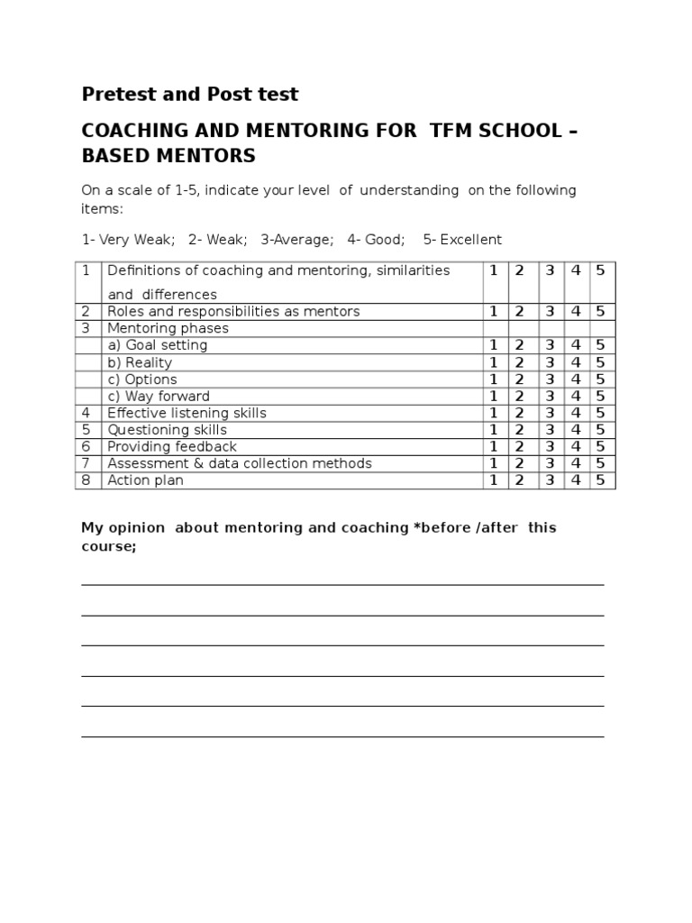 Post Course Assessment for Mentors | PDF | Career & Growth