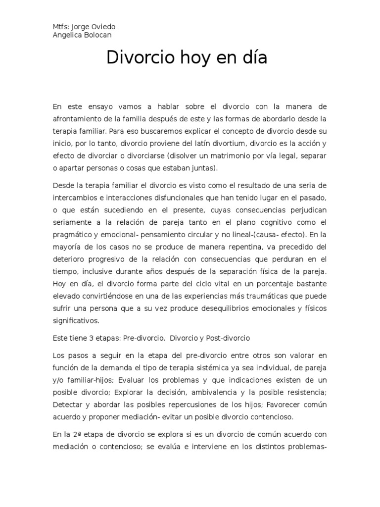 Divorcio Ensayo Divorcio Estrés (biología)