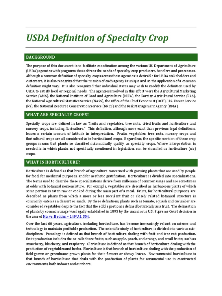 Usda Specialty Crop Definition Horticulture Fruit