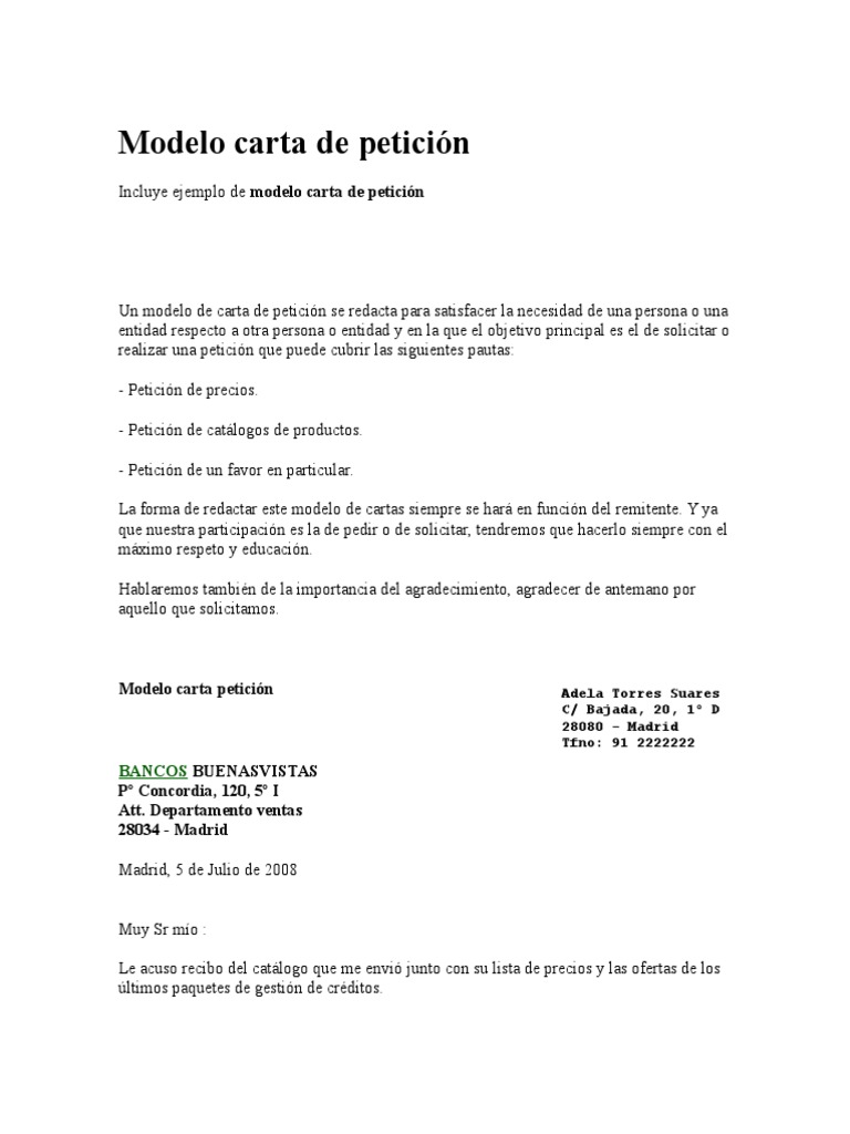 Modelo Carta De Peticion