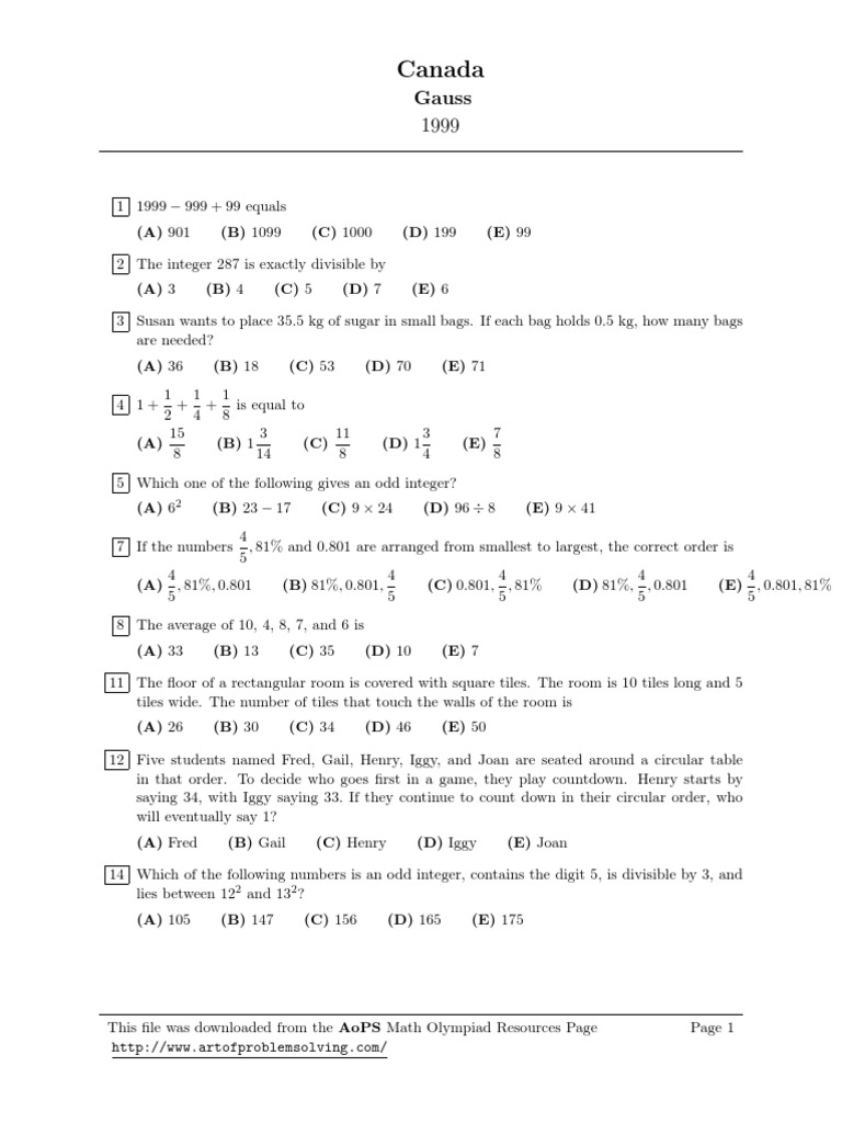 Gauss Test Practice Questions | PDF | Number Theory | Mathematical Concepts