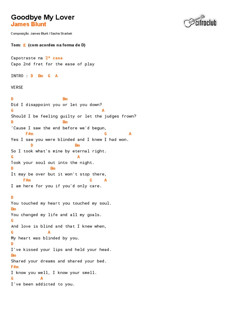 James Blunt, Lyrics and chords for easy guitar