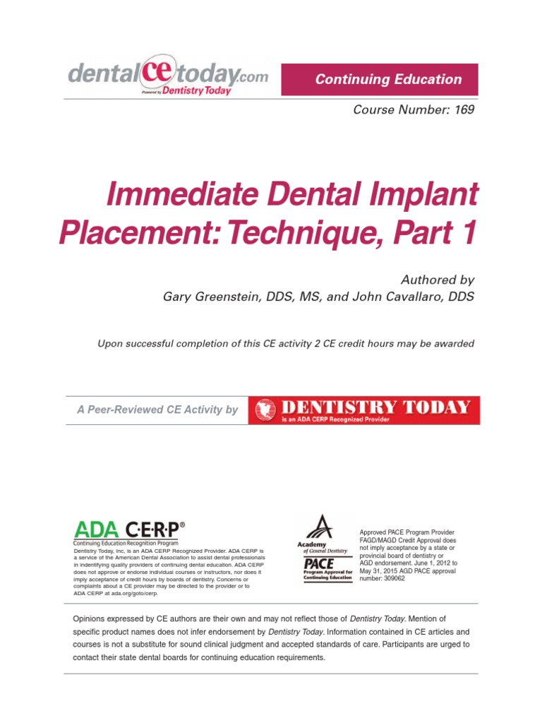 Immediate Dental Implant Techniques | PDF | Dental Implant | Human Head ...