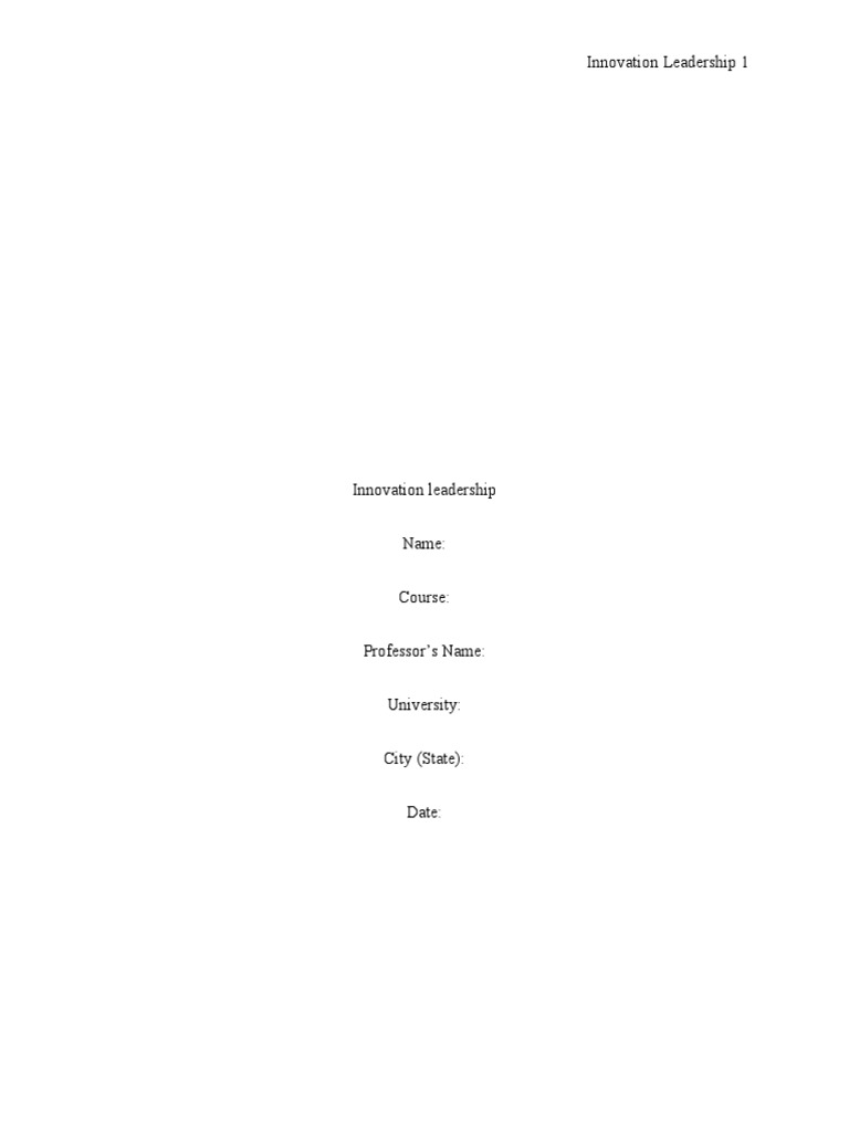 Strategies for Effective Innovation Leadership | PDF | Leadership ...