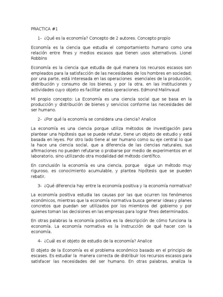 PRACTICA 1 Economia | PDF | Ciencias económicas | Science