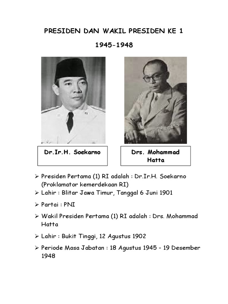 Foto Foto Presiden Dan Wakil Presiden Ri Dari Masa Ke Masa