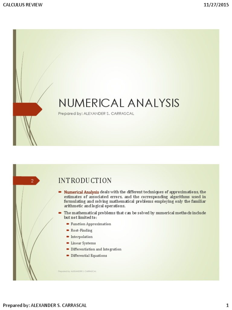 An InDepth Review of Numerical Analysis Methods and Their Mathematical