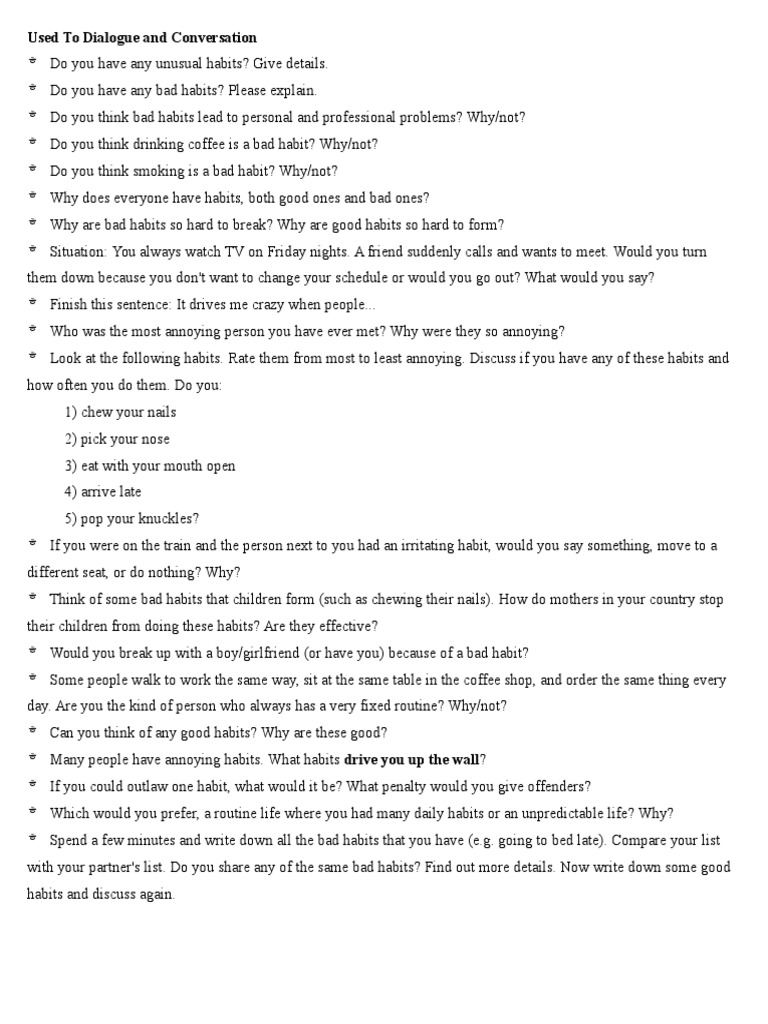 Conversation - Used To | PDF | Language Arts & Discipline | Self ...