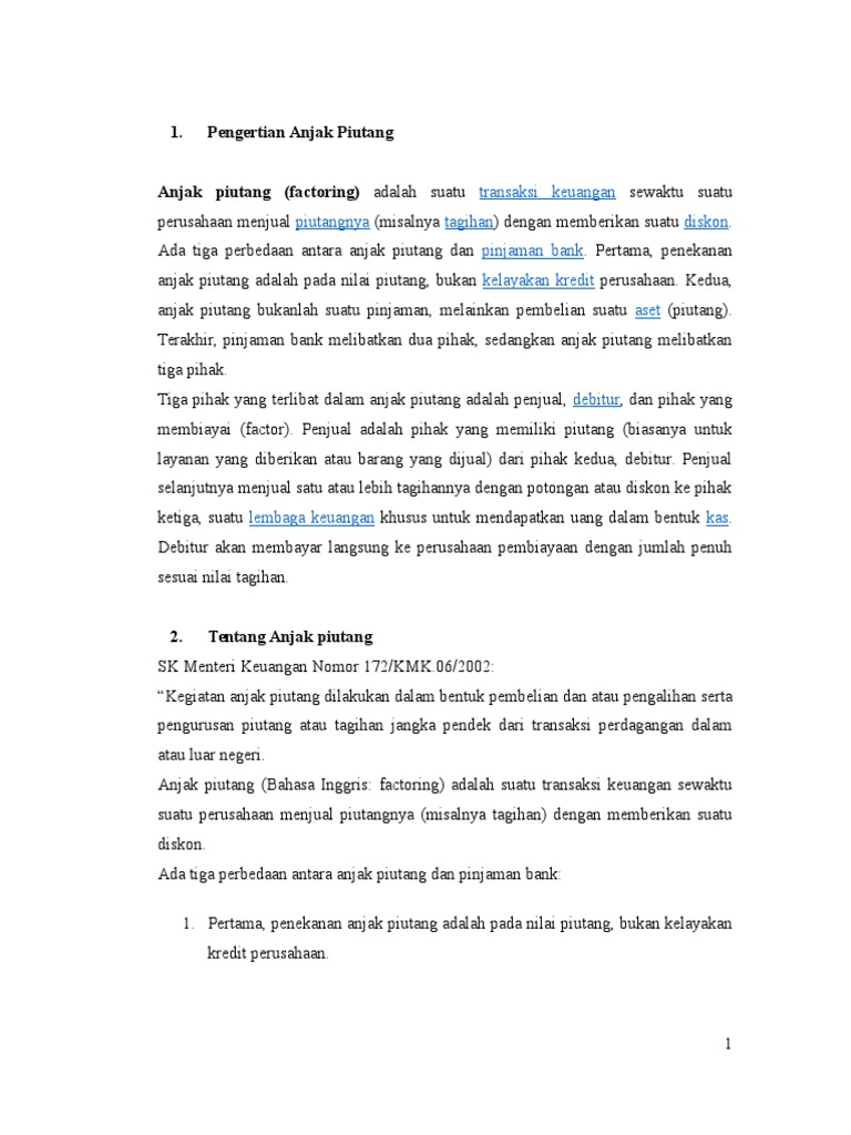 Pertanyaan Tentang Anjak Piutang