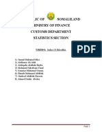 Republic of Somaliland Ministry of Finance Customs Department Statistics Section