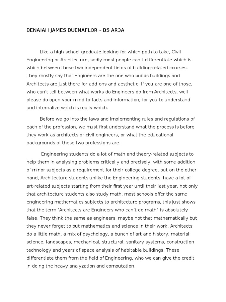Engineer Versus Architect Pdf Architect Engineer