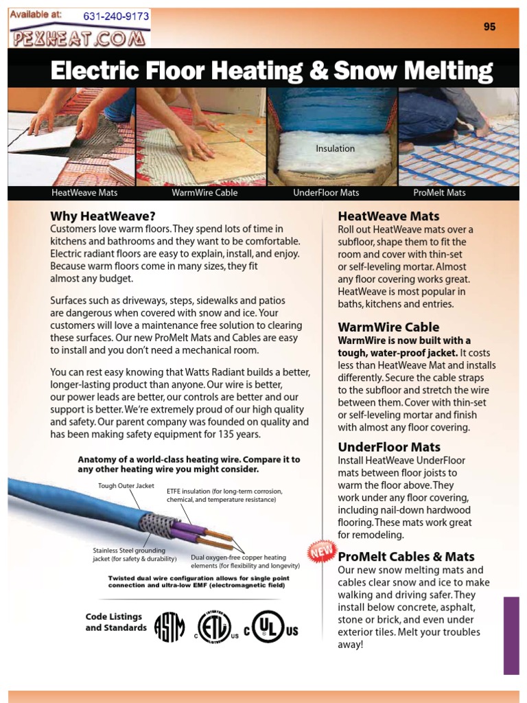 Watts Radiant Electric Floor Heating Catalog PDF Flooring Building Engineering