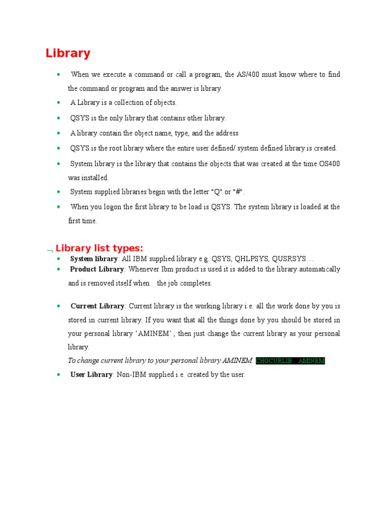 Library | Library (Computing) | Ibm System I