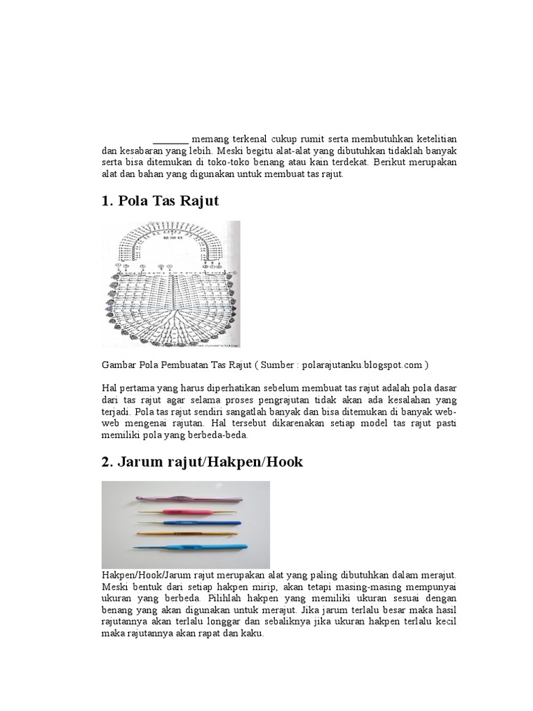 Alat Dan Bahan Membuat Tas  Rajut Berbagai Alat