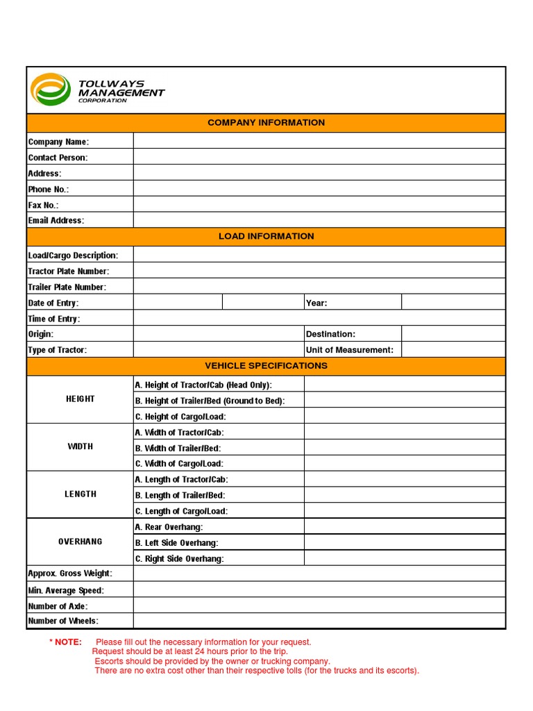 Vehicle Permit Application Form