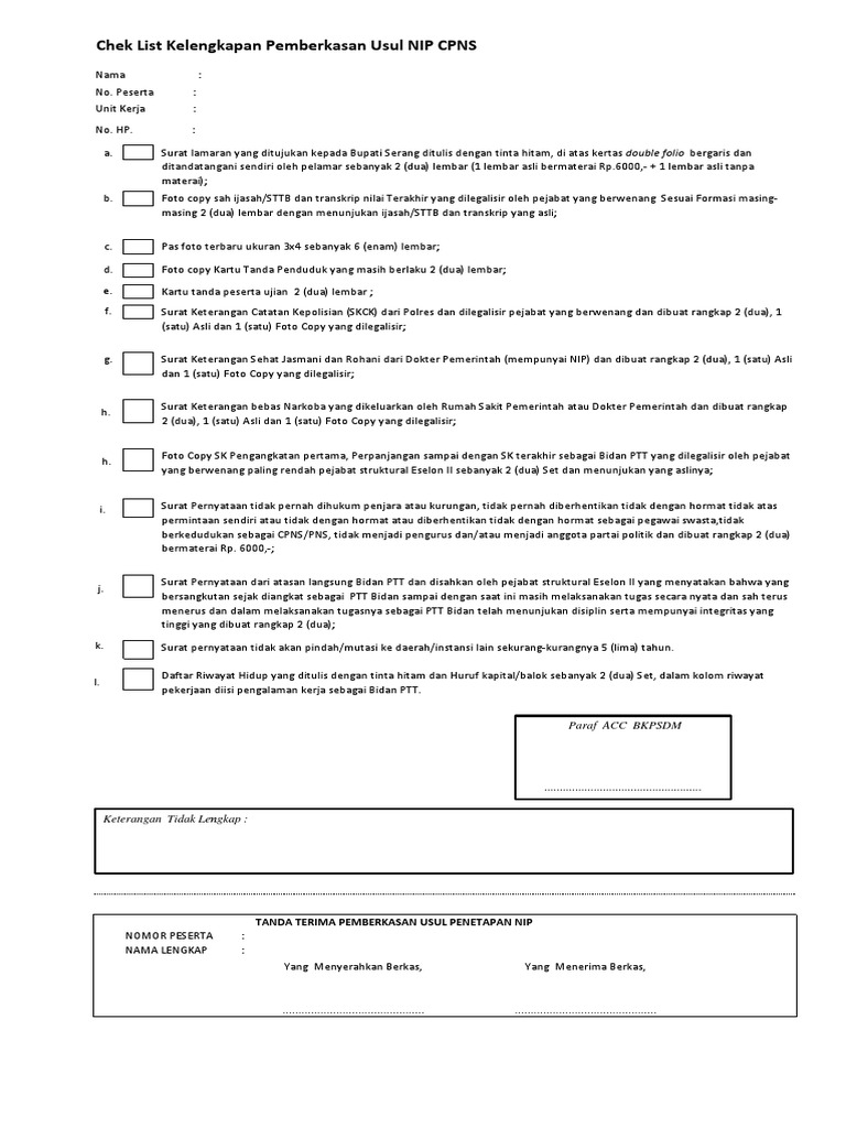 Format Pemberkasan | PDF