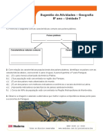 Atividades de Geografia sobre os Países Platinos