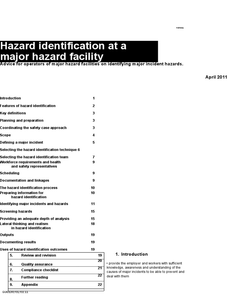 Hazard Identification in Major Facilities | PDF | Emergency Management ...