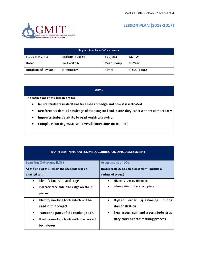 1st Year MTW - Lesson 4 Marking Tools and Process | PDF