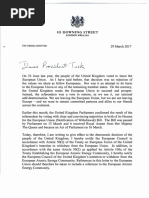 Prime Ministers Letter to European Council President Donald Tusk