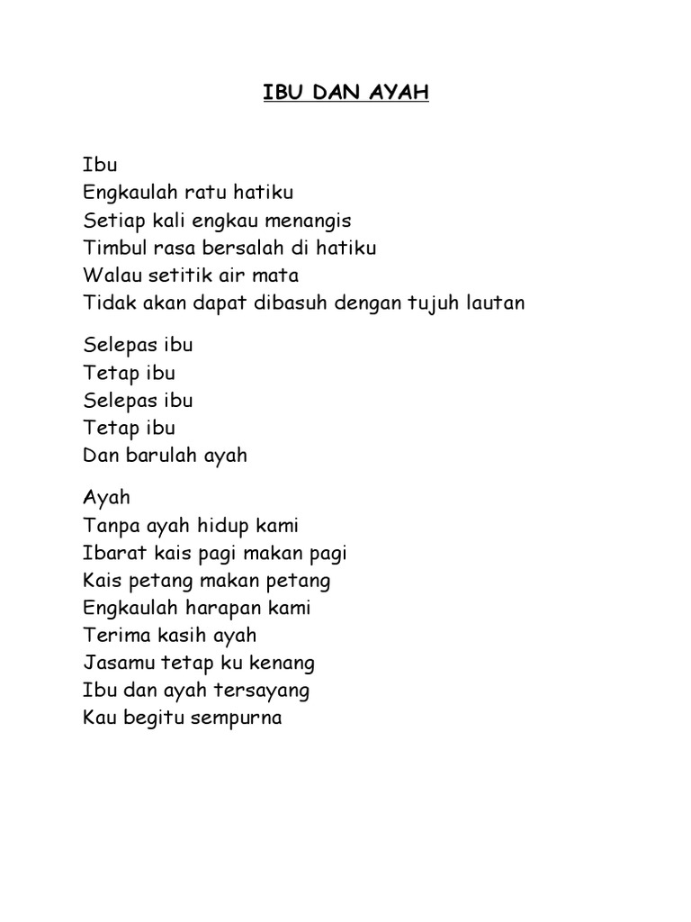 Sajak Ibu Dan Ayah