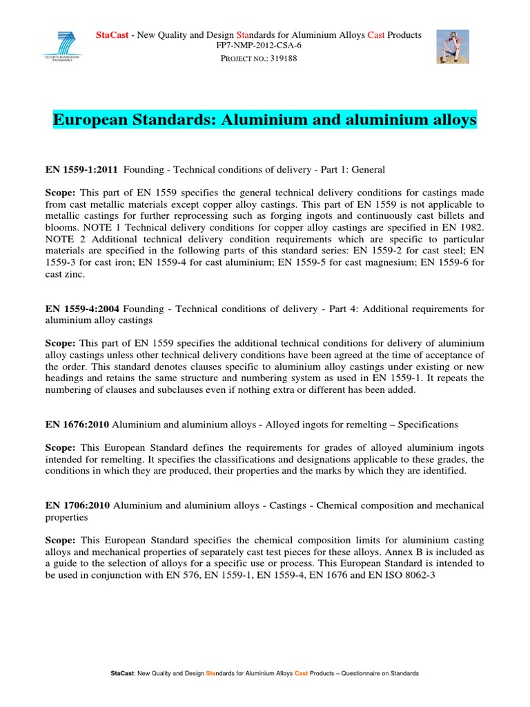 European-Standards - Aleaciones Aluminio | PDF | Casting (Metalworking ...