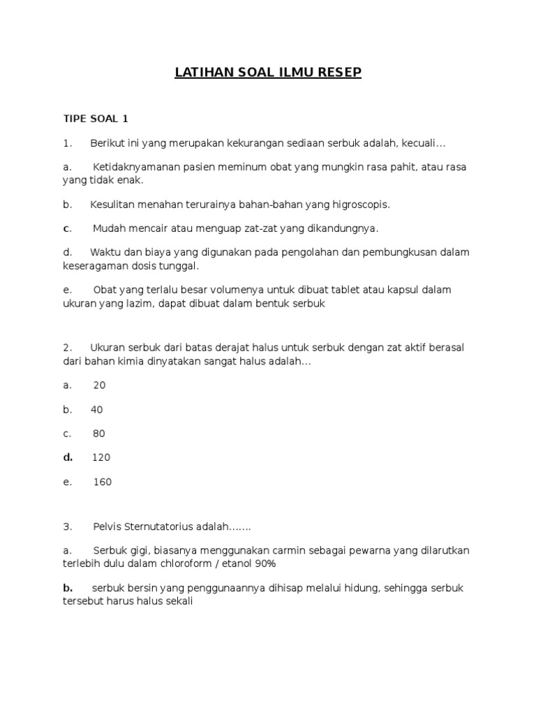 Kekurangan Sediaan Serbuk dalam Resep | PDF