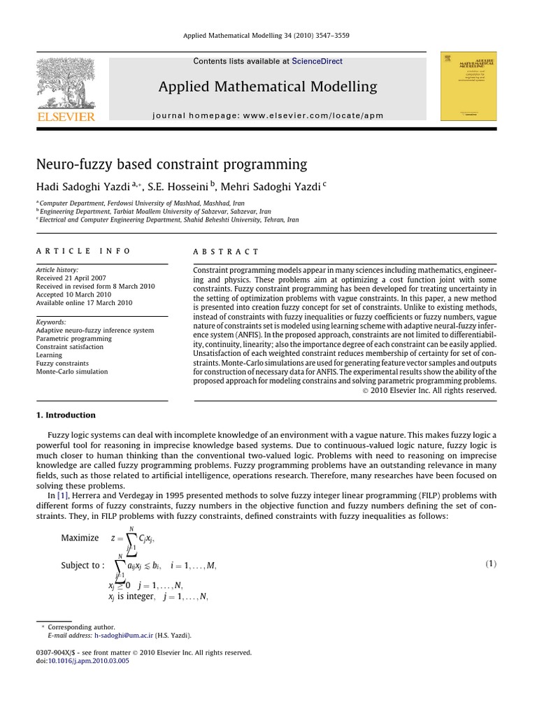 Neuro-Fuzzy Constraint Programming | PDF | Fuzzy Logic | Mathematical ...