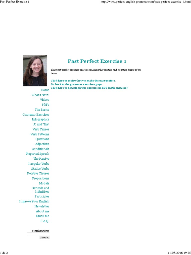 Past Perfect Exercise 1 Pdf Perfect Grammar Verb