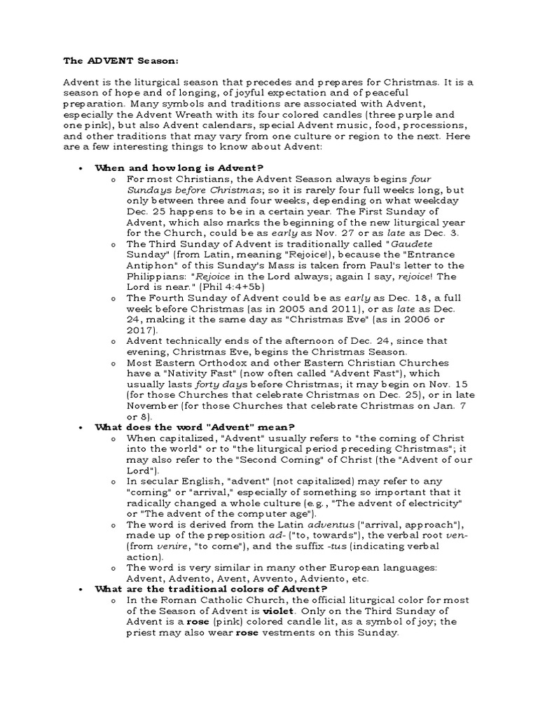 Understanding the Advent Season | PDF | Advent | Liturgical Year