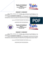 Parent Consent: Republic of The Philippines Department of Education Region I Division of City Schools Urdaneta City