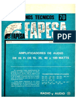 Fapesa Amplificadores de Audio 15-25-40-100 Watts Transistorizados 1971 Cuaderno Tecnico 70