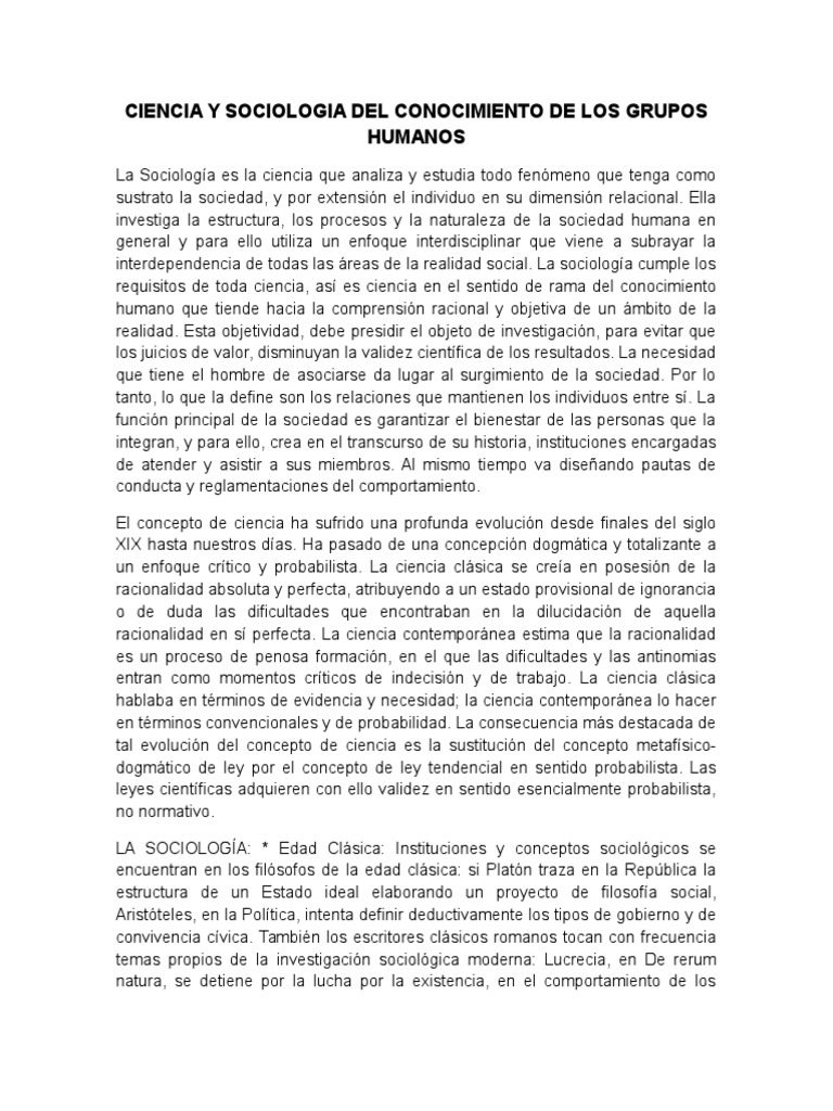 Sociología y Ciencia del Conocimiento Social | PDF | Estratificación ...