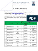 Nota Informare Studenti BURSE