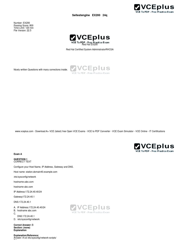 Red Hat EX200 RHCSA Exam Guide | PDF | Software | Information ...