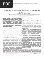 Overview of Application of Matrices in Engineering Science