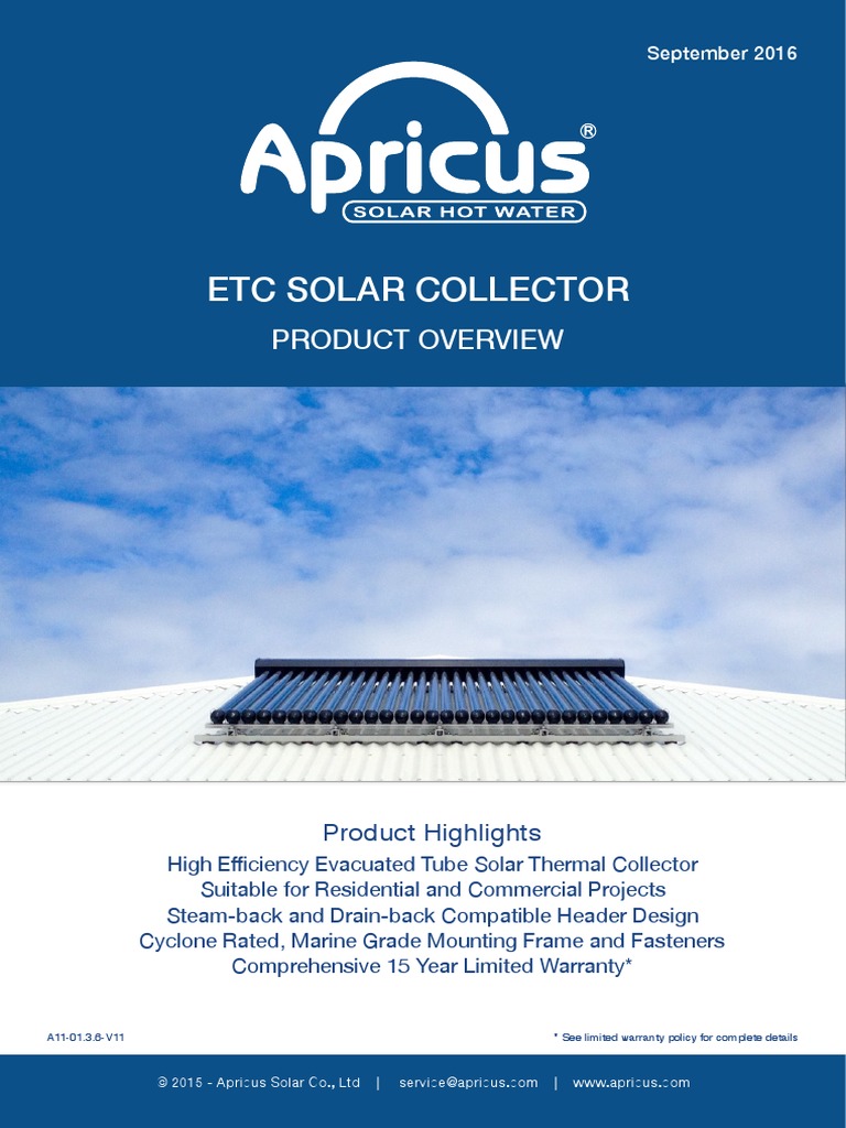 Apricus Collector Data | PDF | Solar Energy | Water Heating