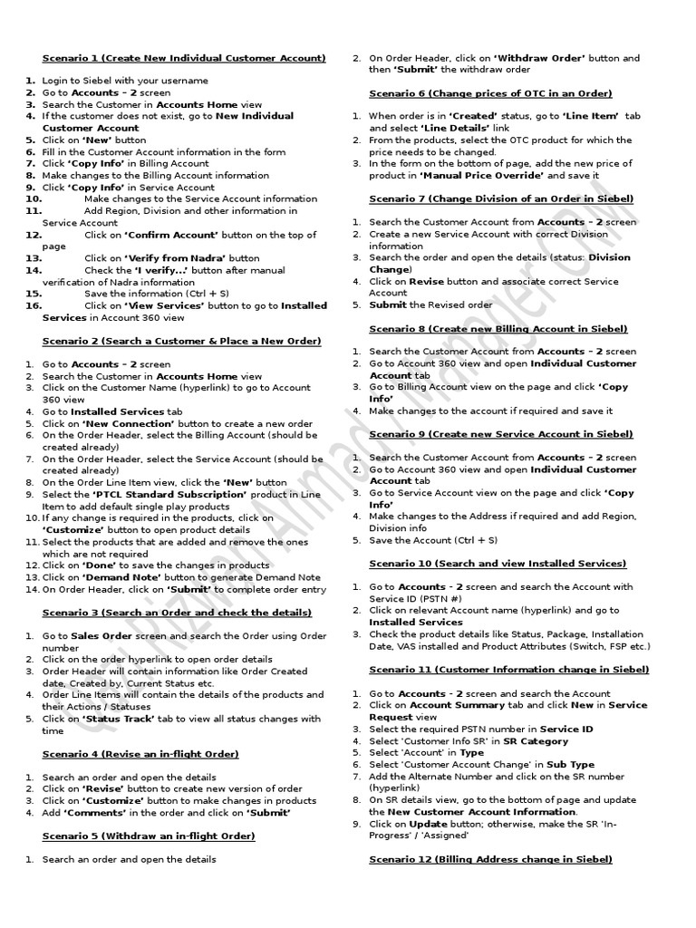 Siebel Steps For Order Management | PDF | Hyperlink | Information ...