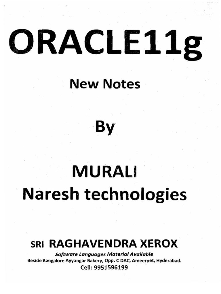 Naresh Technologies Oracle Material Pdf
