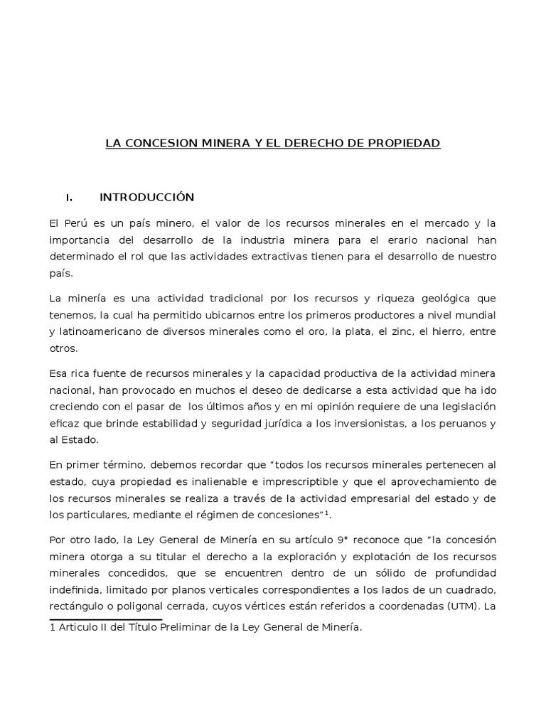 La Concesion Minera y El Derecho de Propiedad | PDF | Minería | Propiedad