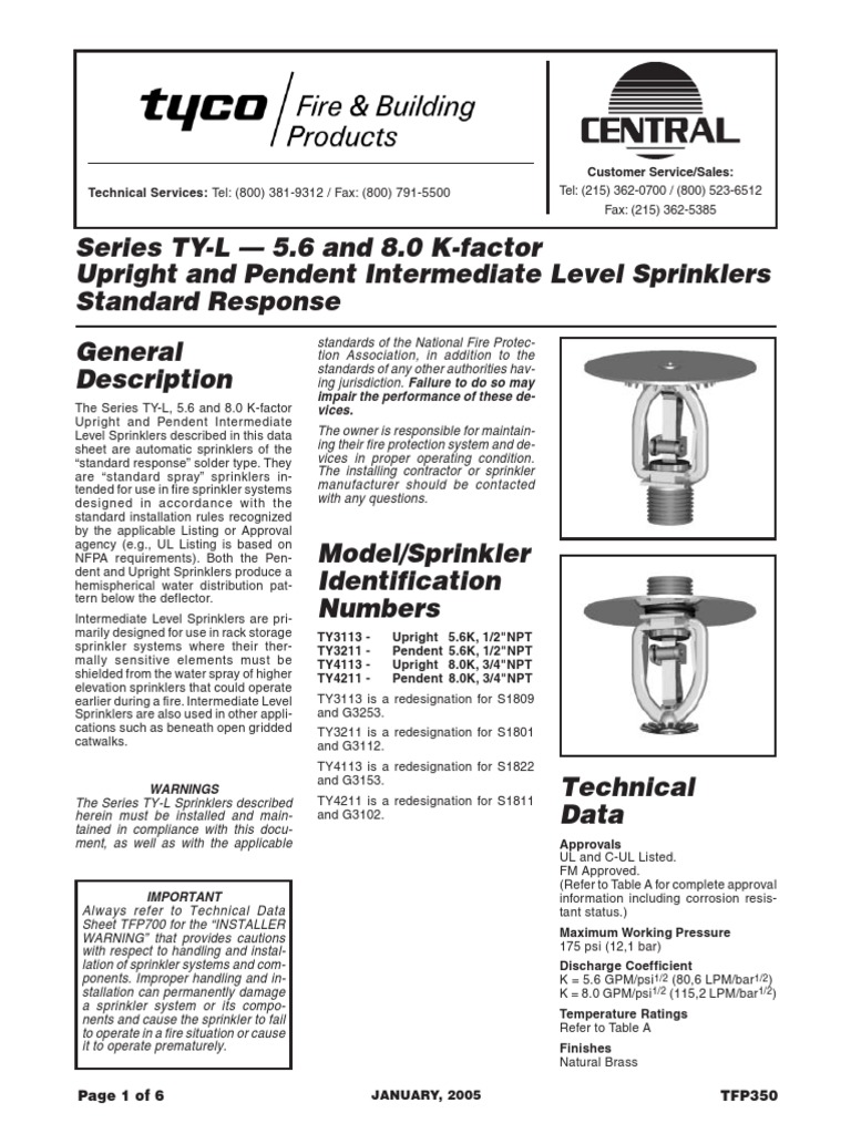 Technical Specifications and Installation Instructions for Series TYL
